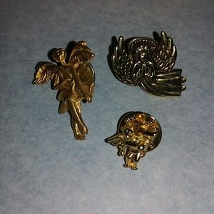 Set of 3 angel lapel pins